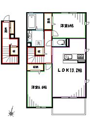 シルフィッドS 2階2LDKの間取り