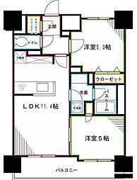 エミリブ鷺ノ宮 4階2LDKの間取り