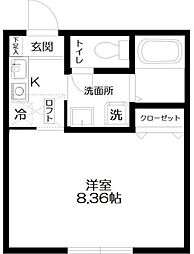 ブルーシエル 1Kの間取図画像