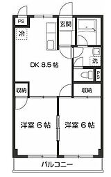 ライムかいぬま 2DKの間取図画像