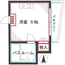 第2おおとり荘 ワンルームの間取図画像