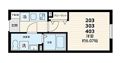 GATE Residence Mitaka 1Kの間取図画像