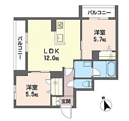 ピッコ ヴィア ソーレ杉並 2LDKの間取図画像