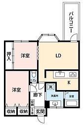 フルールメゾン田村 2LDKの間取図画像