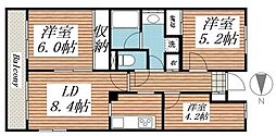 クレールメゾン 3DKの間取図画像