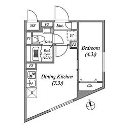 杉並区本天沼2丁目マンション 1DKの間取図画像