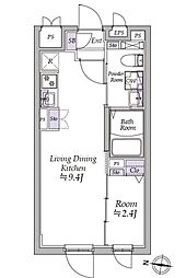 JR総武線 高円寺駅 徒歩14分の賃貸マンション 4階1LDKの間取り