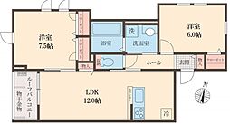 SOPHIA方南 2階2LDKの間取り