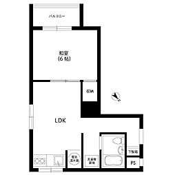 JR総武線 高円寺駅 徒歩1分の賃貸マンション 6階1LDKの間取り