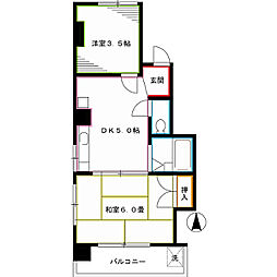 東京メトロ丸ノ内線 東高円寺駅 徒歩10分の賃貸マンション 3階2DKの間取り
