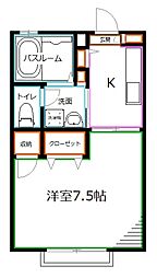 カーサ・ヴェルデ 1Kの間取図画像