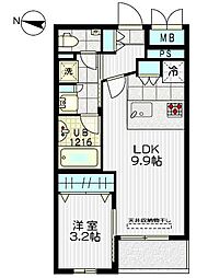 ラフィス中野 1LDKの間取図画像