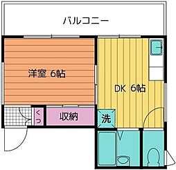 石川マンション 1DKの間取図画像