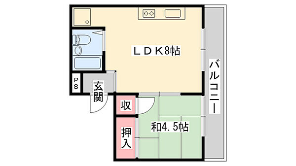 ホーク源 ｜大阪府寝屋川市池田中町(賃貸マンション1LDK・4階・27.00㎡)の写真 その2