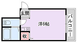 メビウス香里レジデンス ワンルームの間取図画像