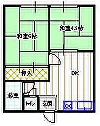 森岡マンション2号館 2DKの間取図画像