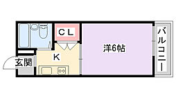プチメゾン萱島 1Kの間取図画像