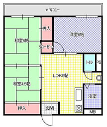 八幸マンション 3LDKの間取図画像