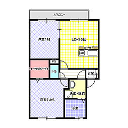 メゾン・アズールA 2LDKの間取図画像