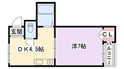 クワイエット香里 1Kの間取図画像