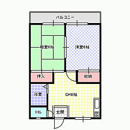 寝屋川スカイハイツ 2DKの間取図画像
