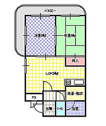 テーゼハイム 2LDKの間取図画像