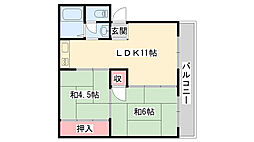 フローラ香里園 2LDKの間取図画像
