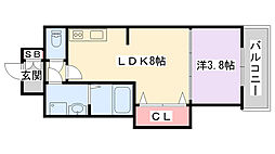 シェリロ香里園 1LDKの間取図画像