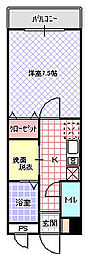 リッツハウス 1Kの間取図画像