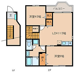 プロムナードアイ 2LDKの間取図画像