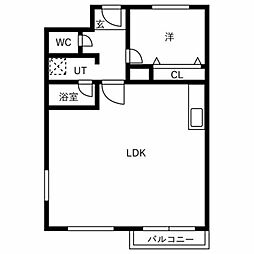 マンションウエストプラザ 1LDKの間取図画像