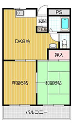 忍ケ丘グリーンハイツ 2LDKの間取図画像
