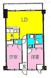 グランドール福川 2LDKの間取図画像