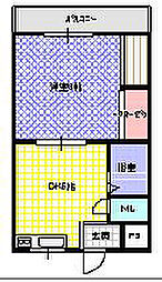 第1カトレアハイツネヤガワ 1DKの間取図画像