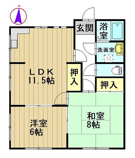 プラザ八幡 101｜青森県弘前市大字八幡町3丁目(賃貸アパート2LDK・1階・57.76㎡)の写真 その3