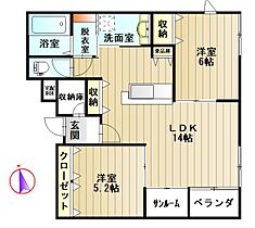 ハンナハウス 201 ｜ 青森県弘前市大字在府町（賃貸アパート2LDK・2階・59.21㎡） その2