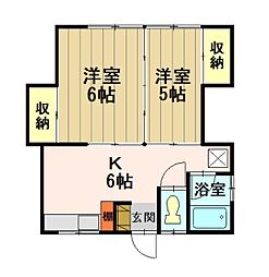 幸邑アパート 2Kの間取図画像