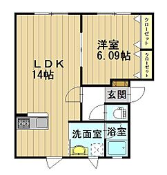 メイプル58 1LDKの間取図画像