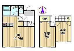 ガーデンタウンフェリシアA 2LDKの間取図画像