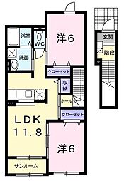トレスメーラA 2LDKの間取図画像
