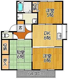 K2コート五番館 3DKの間取図画像
