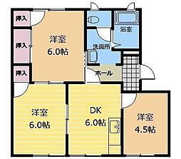 サンライト中島 3DKの間取図画像