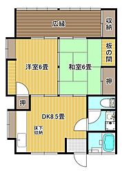 小林アパート 2DKの間取図画像