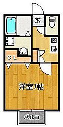 フィオーレヒノクマ 1Kの間取図画像