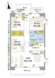ライオンズマンション津田沼前原第2 3LDKの間取図画像