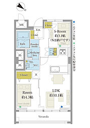 シャトー赤坂台 1SLDKの間取図画像