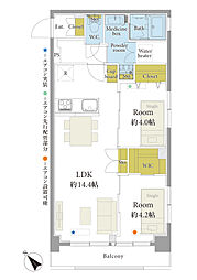 マンション小石川 2LDKの間取図画像
