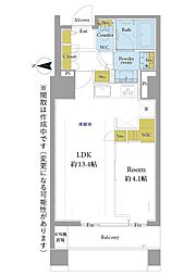 シティフロントタワー 1LDKの間取り