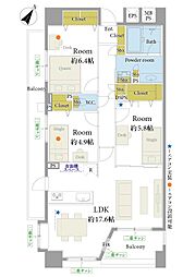 ライオンズステーションプラザ西千葉 3LDKの間取図画像