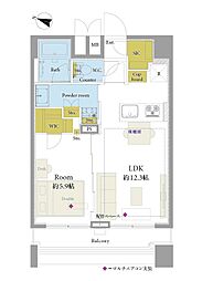 ファーストリアルタワー新宿 1LDKの間取図画像